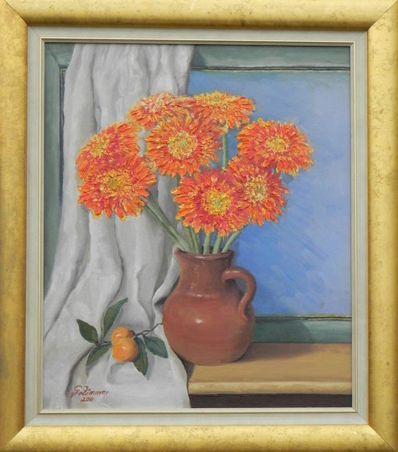 Orange Gerberas In Vase