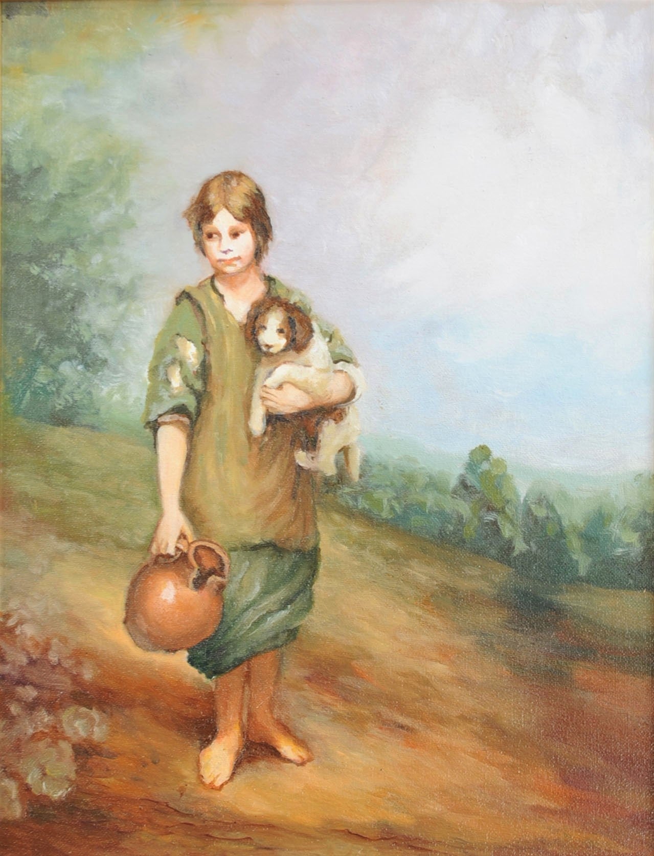 Cottage Girl with Dog & Pitcher (Old Master)